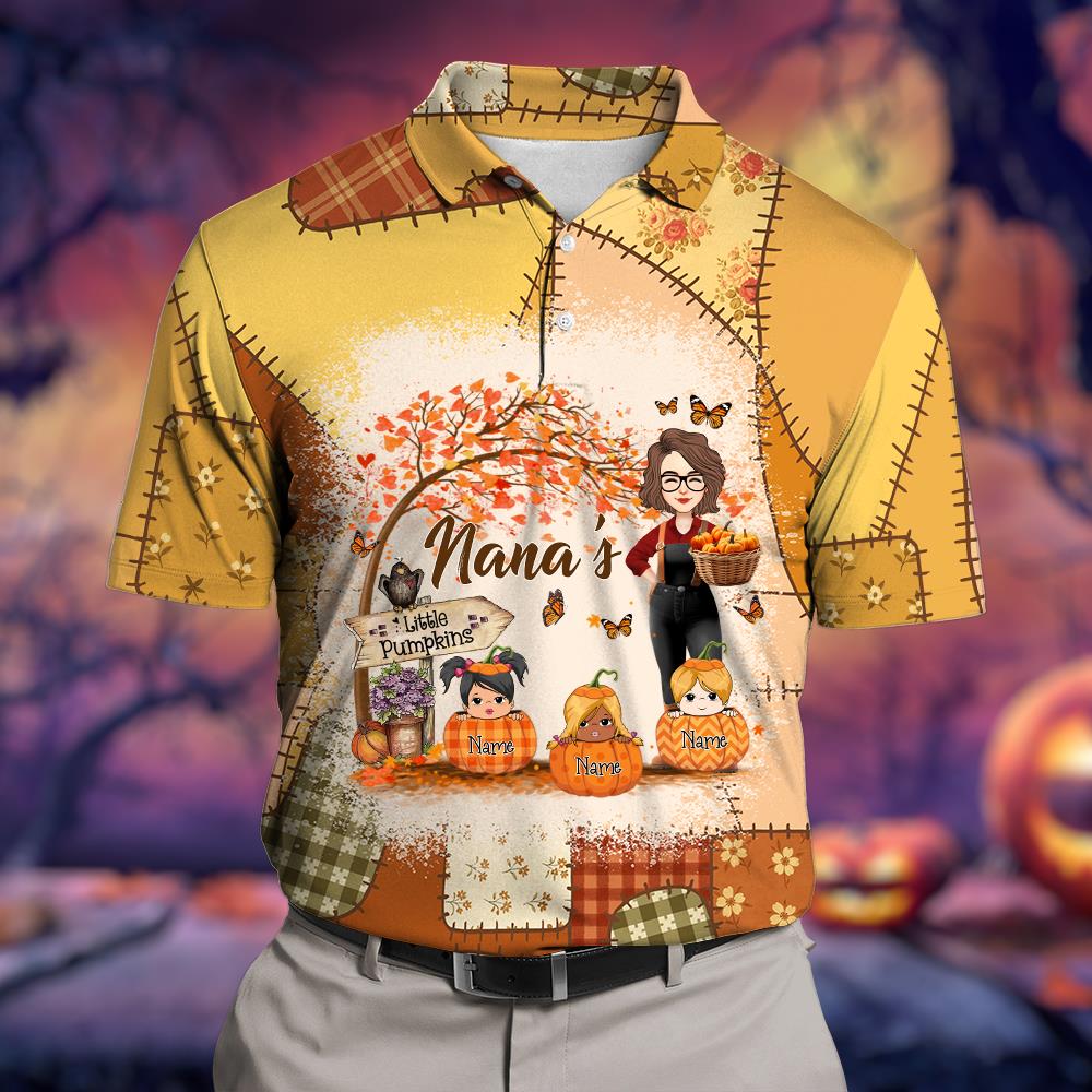 Personalized Grandma's Little Pumpkin Preppy Floral Pumpkin All Over Print Shirt Nh00