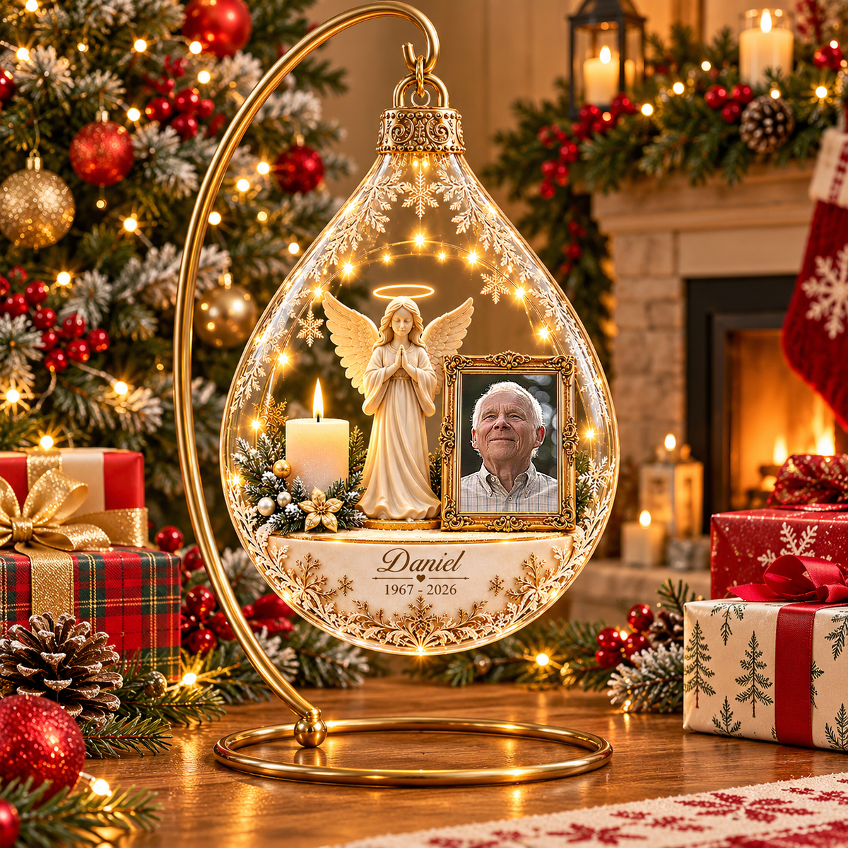 Personalized Memorial Angel Ornament, Custom Photo In Loving Memory Keepsake VH01