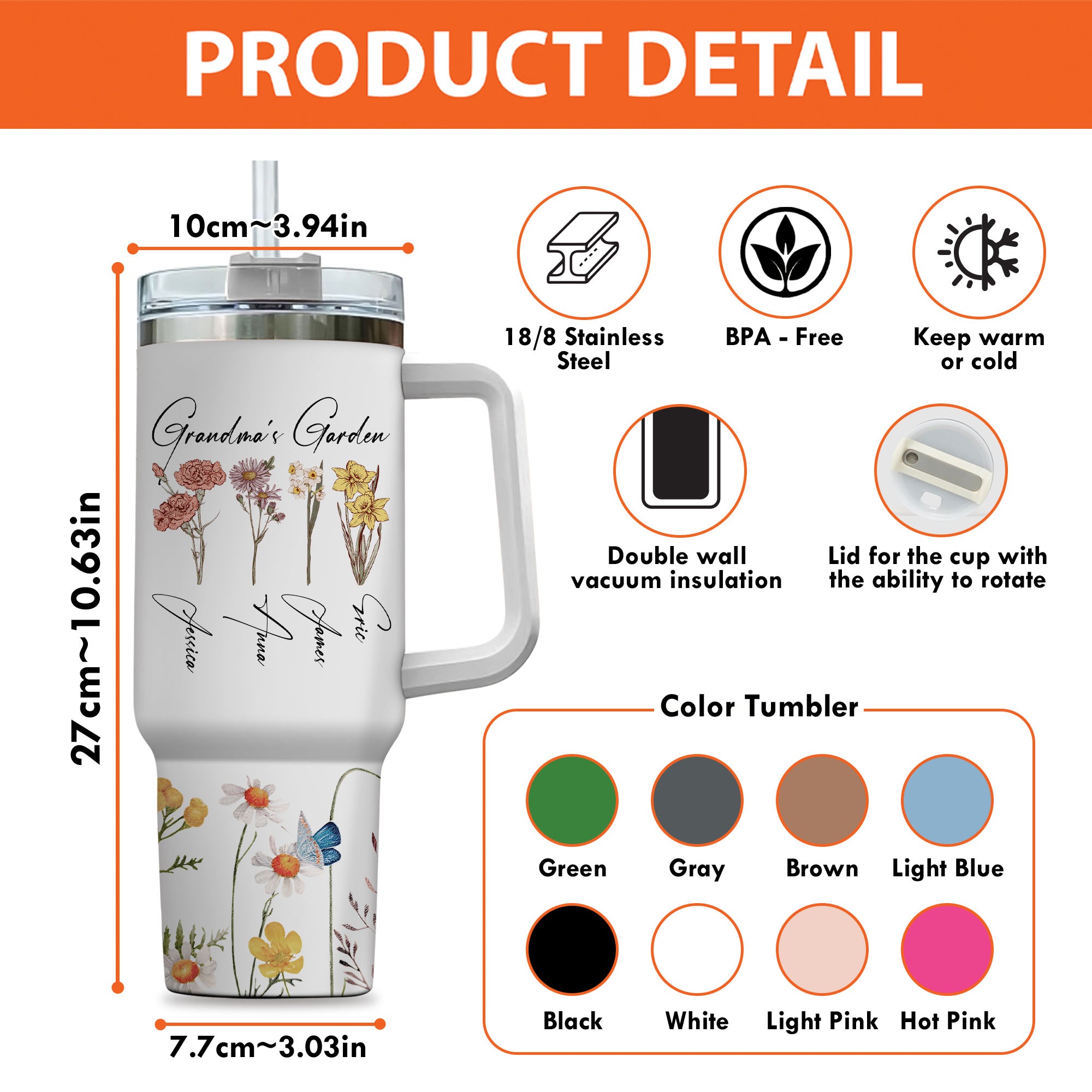 Mother's Day - Custom Grandma's Garden Birth Month Flower Tumbler