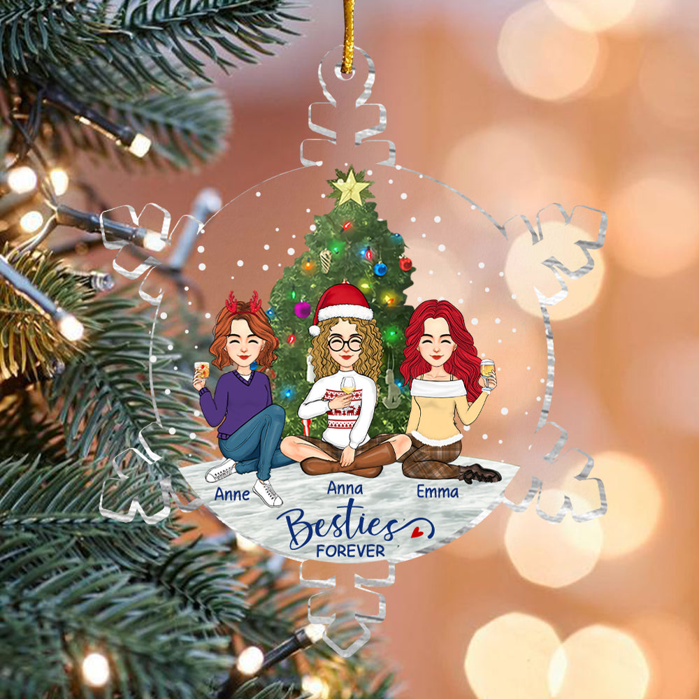 Snowflakes Besties Forever Ornament - Personalized Acrylic Ornament