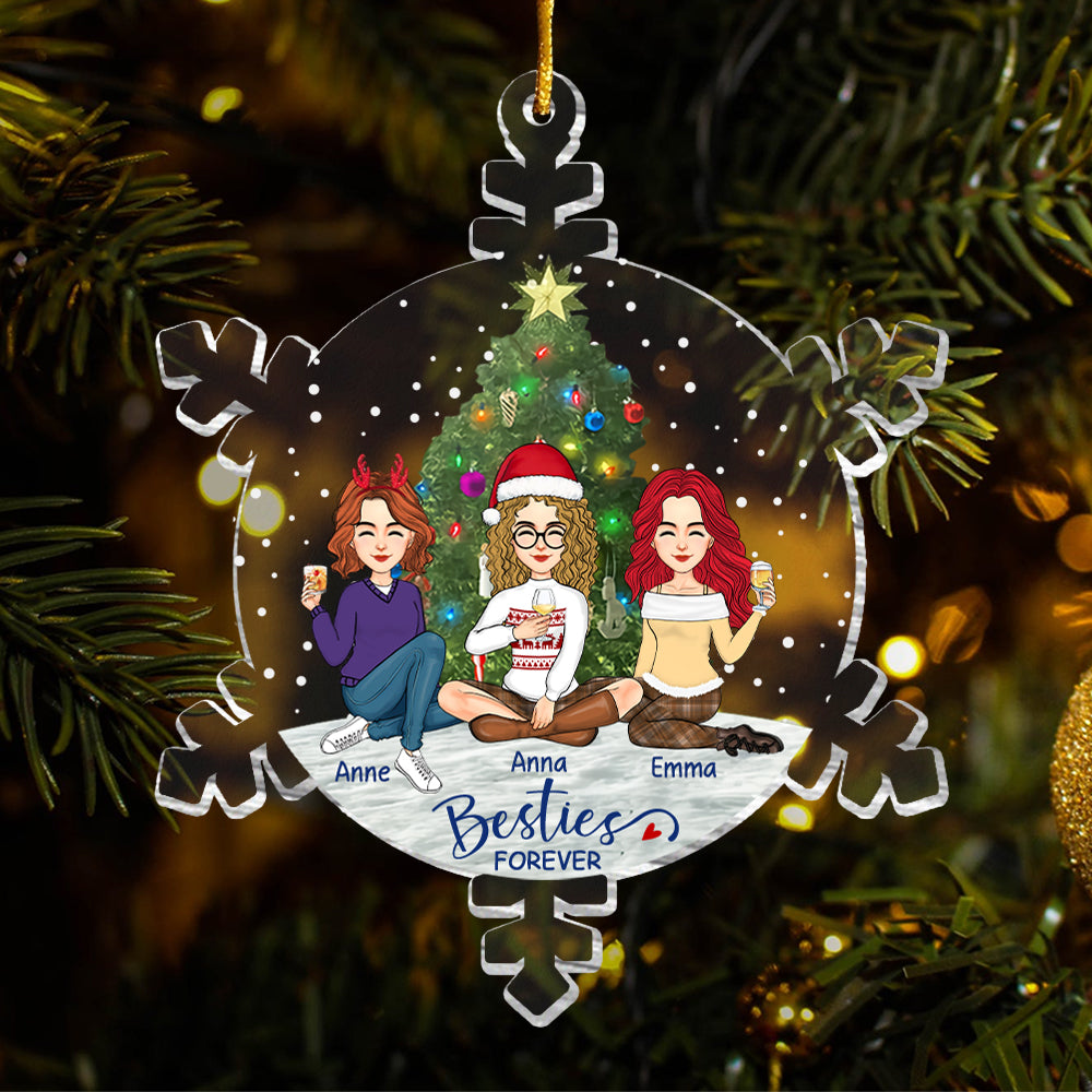 Snowflakes Besties Forever Ornament - Personalized Acrylic Ornament
