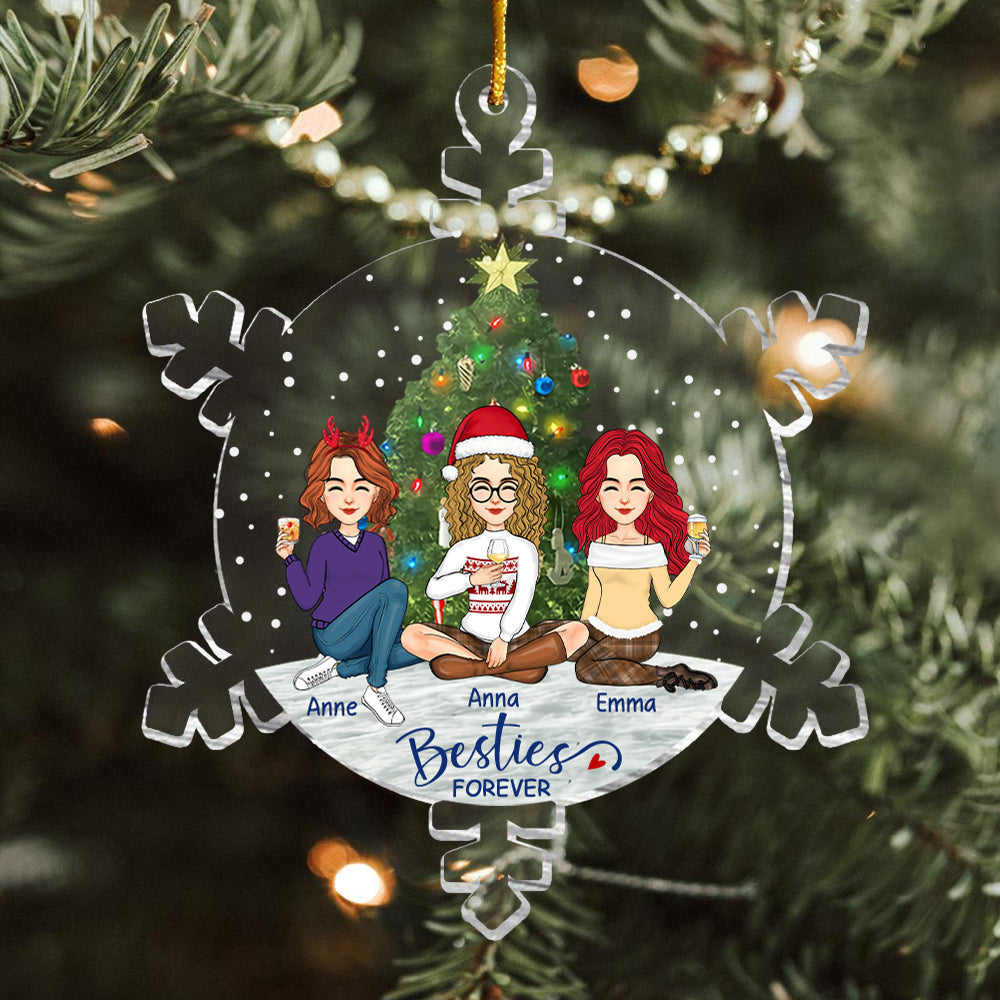 Snowflakes Besties Forever Ornament - Personalized Acrylic Ornament