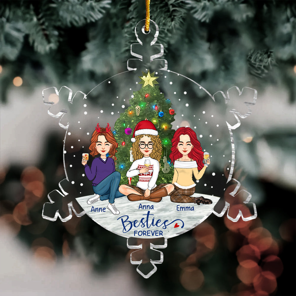 Snowflakes Besties Forever Ornament - Personalized Acrylic Ornament