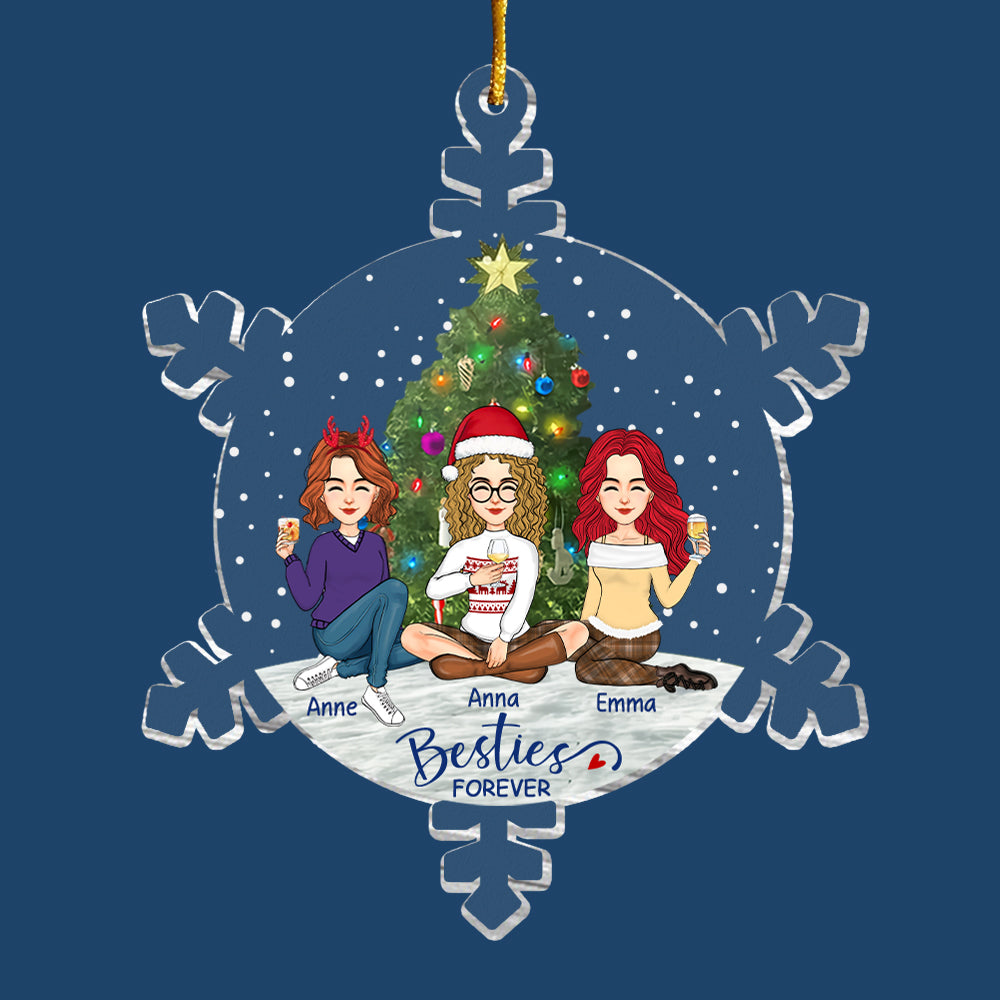 Snowflakes Besties Forever Ornament - Personalized Acrylic Ornament