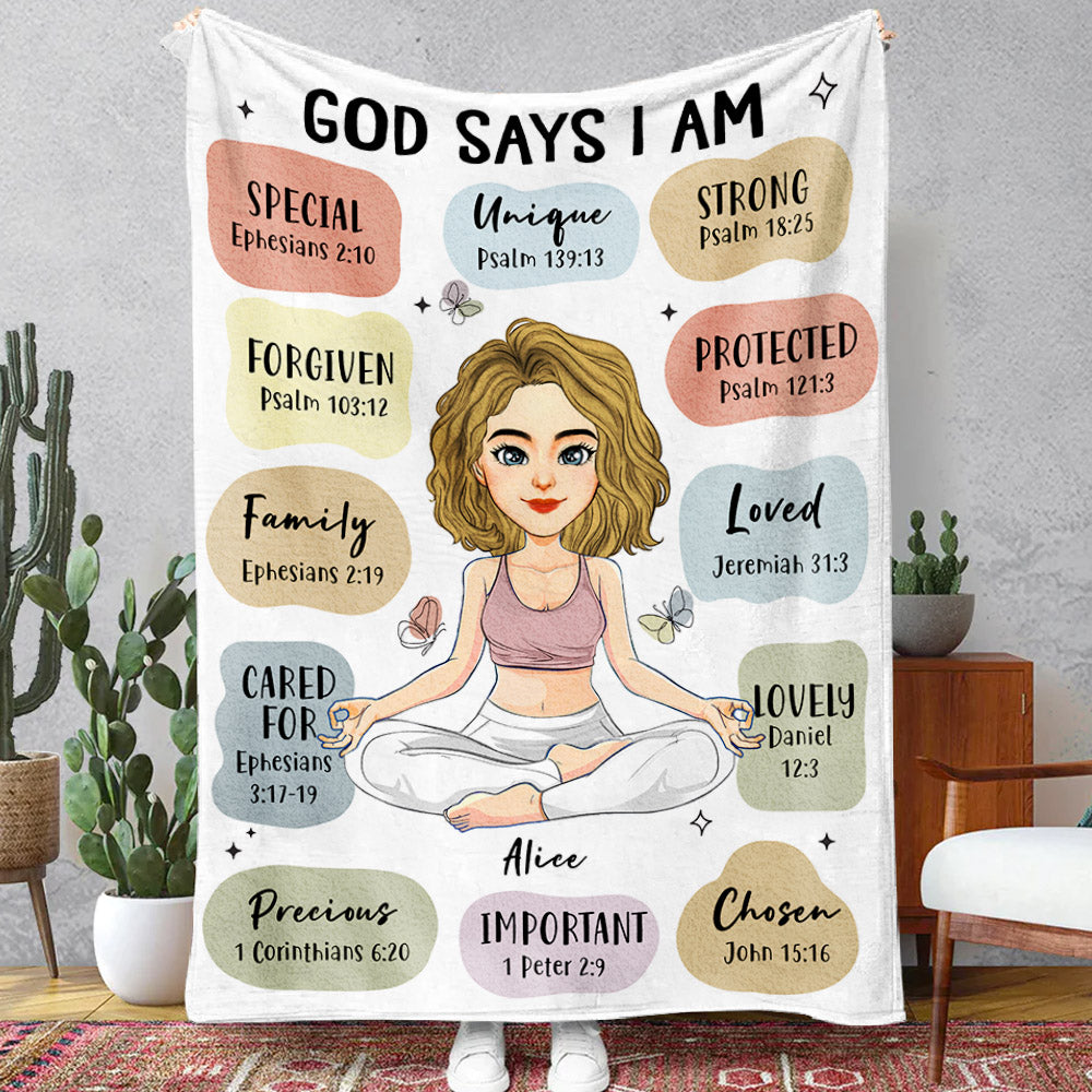 God Say I Am - Custom Blanket For Yoga Lovers - Personalized Cute Gifts NA04 Nh00