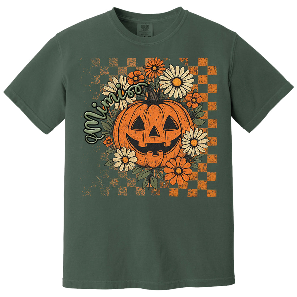 Personalized Mimi Retro Floral Pumpkin Shirts, Custom Halloween Gift for Grandma With Grandkids' Names Vr2 Nh00