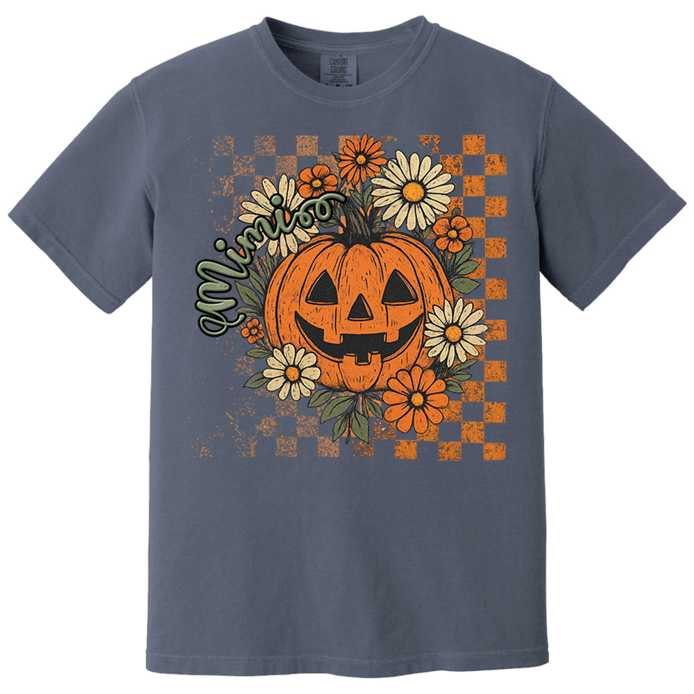 Personalized Mimi Retro Floral Pumpkin Shirts, Custom Halloween Gift for Grandma With Grandkids' Names Vr2 Nh00