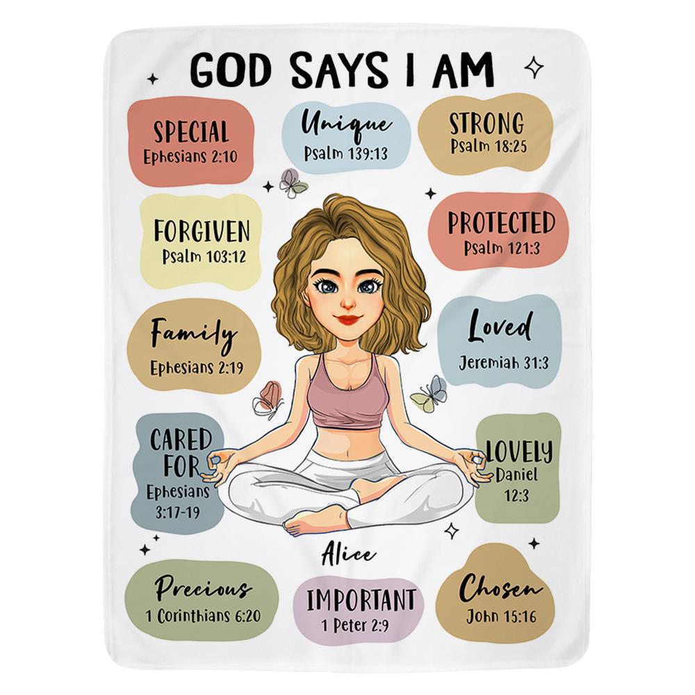God Say I Am - Custom Blanket For Yoga Lovers - Personalized Cute Gifts NA04 Nh00