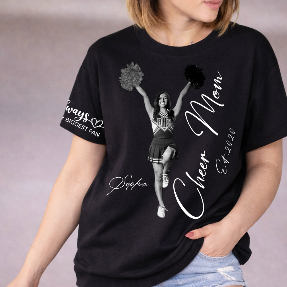 Cheer Mom -I'll Always Be Your Biggest Fan - Washed Tee Retro Bootleg Shirt For Cheerleading Na02