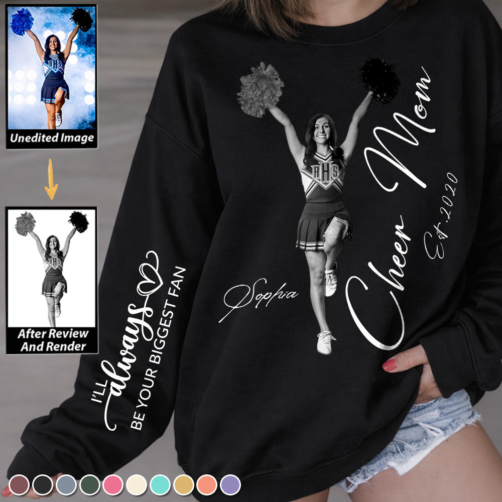 Cheer Mom -I'll Always Be Your Biggest Fan - Washed Tee Retro Bootleg Shirt For Cheerleading Na02
