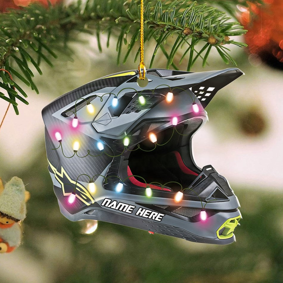 bike helmet ornament Personalized Ornament Motocross Hemlet Custom Shaped Ornament, Made By