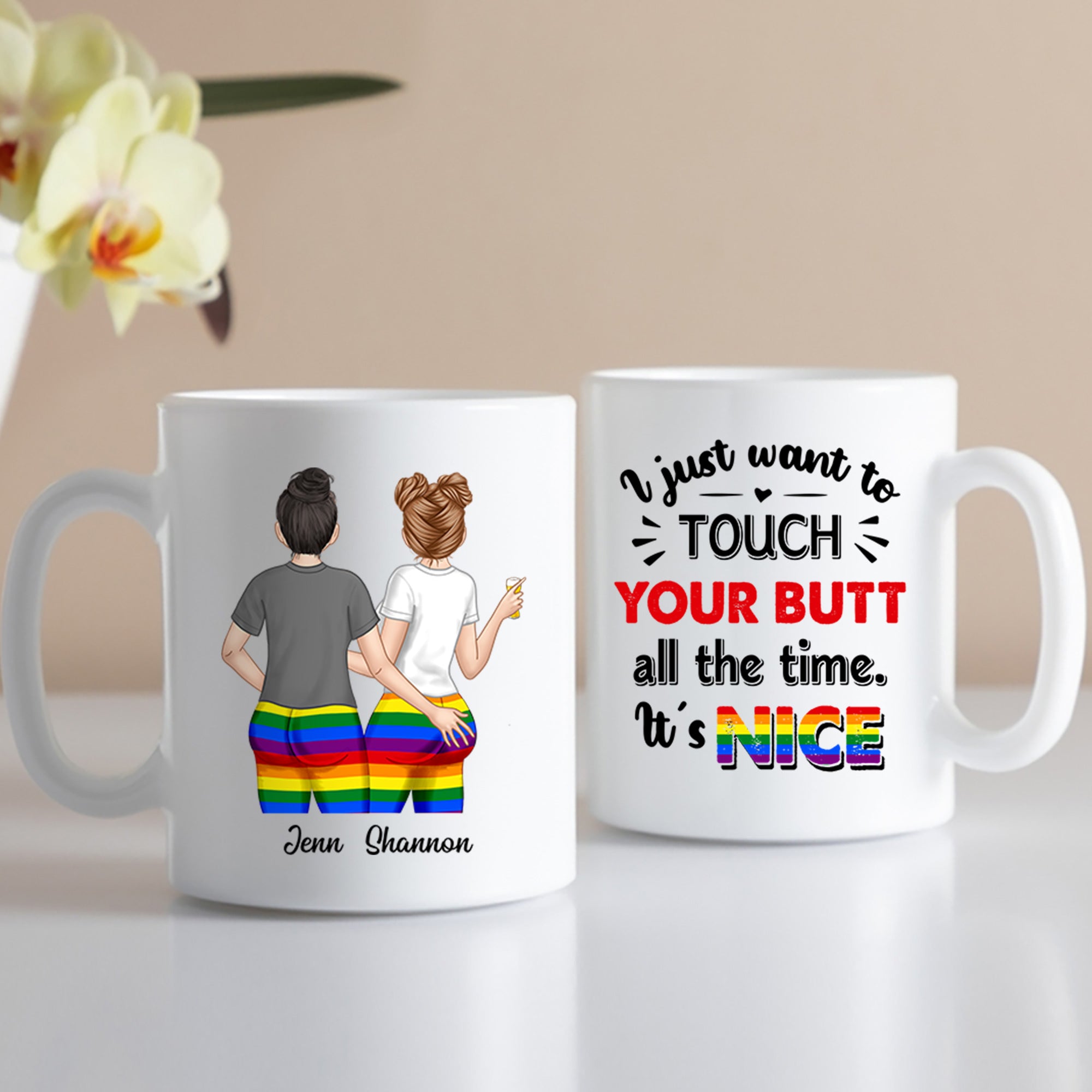 I Just Want To Touch Custom Mugs Gift For Lesbian Couple VH01