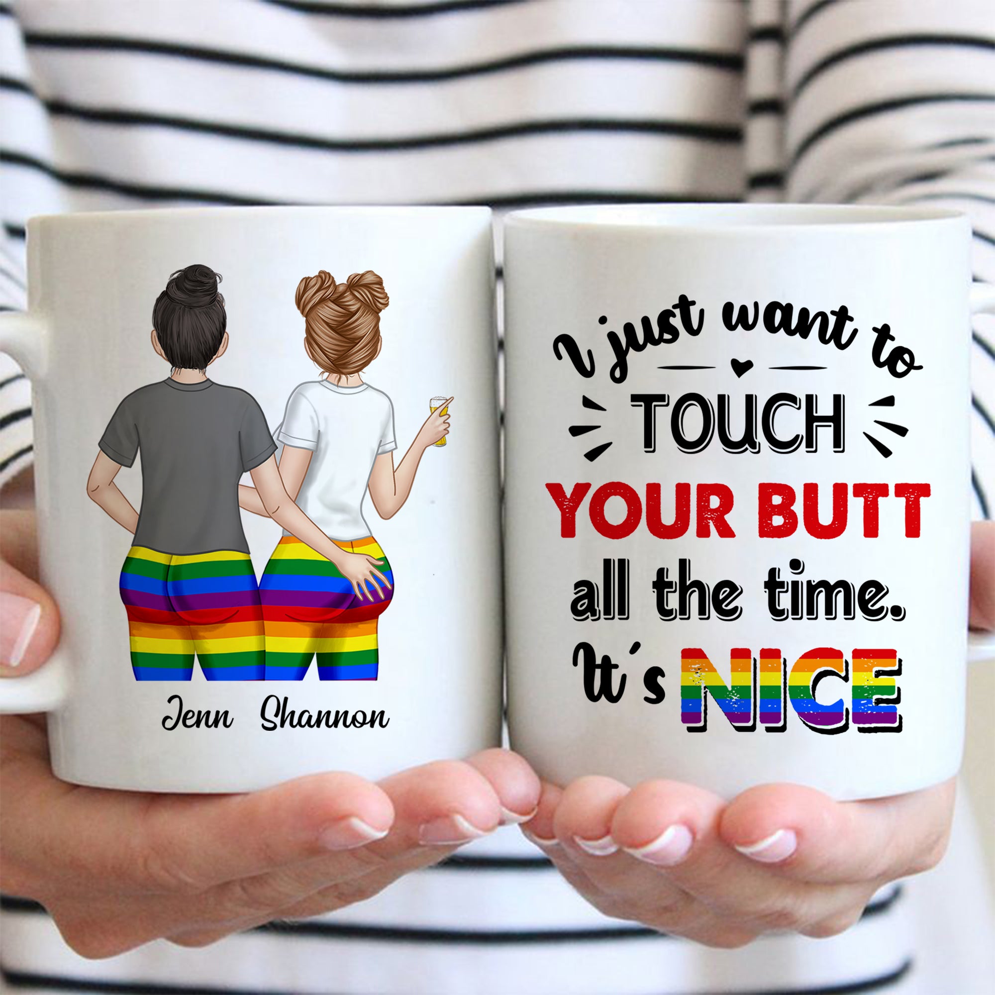 I Just Want To Touch Custom Mugs Gift For Lesbian Couple VH01