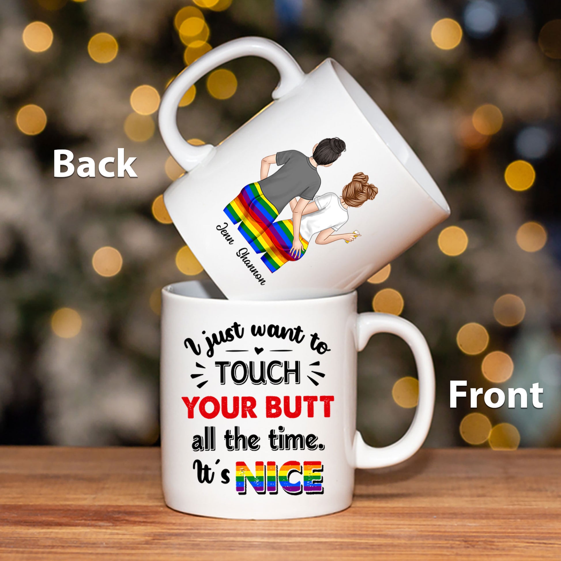 I Just Want To Touch Custom Mugs Gift For Lesbian Couple VH01
