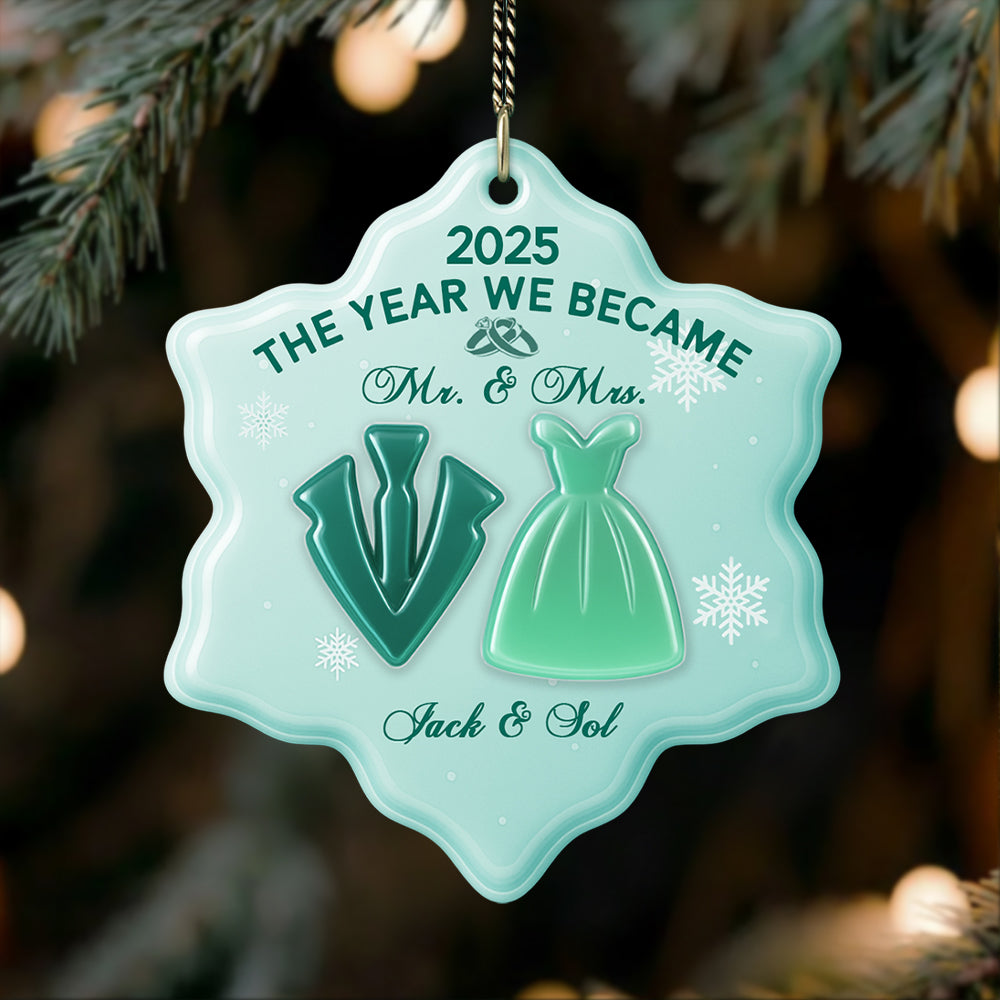 Personalized Wedding Ornament 2025 Christmas Ornament – The Year We Became Mr & Mrs First Christmas Married Ornament Tu24