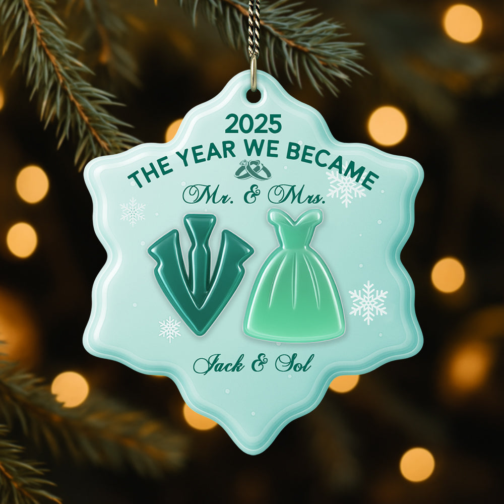 Personalized Wedding Ornament 2025 Christmas Ornament – The Year We Became Mr & Mrs First Christmas Married Ornament Tu24
