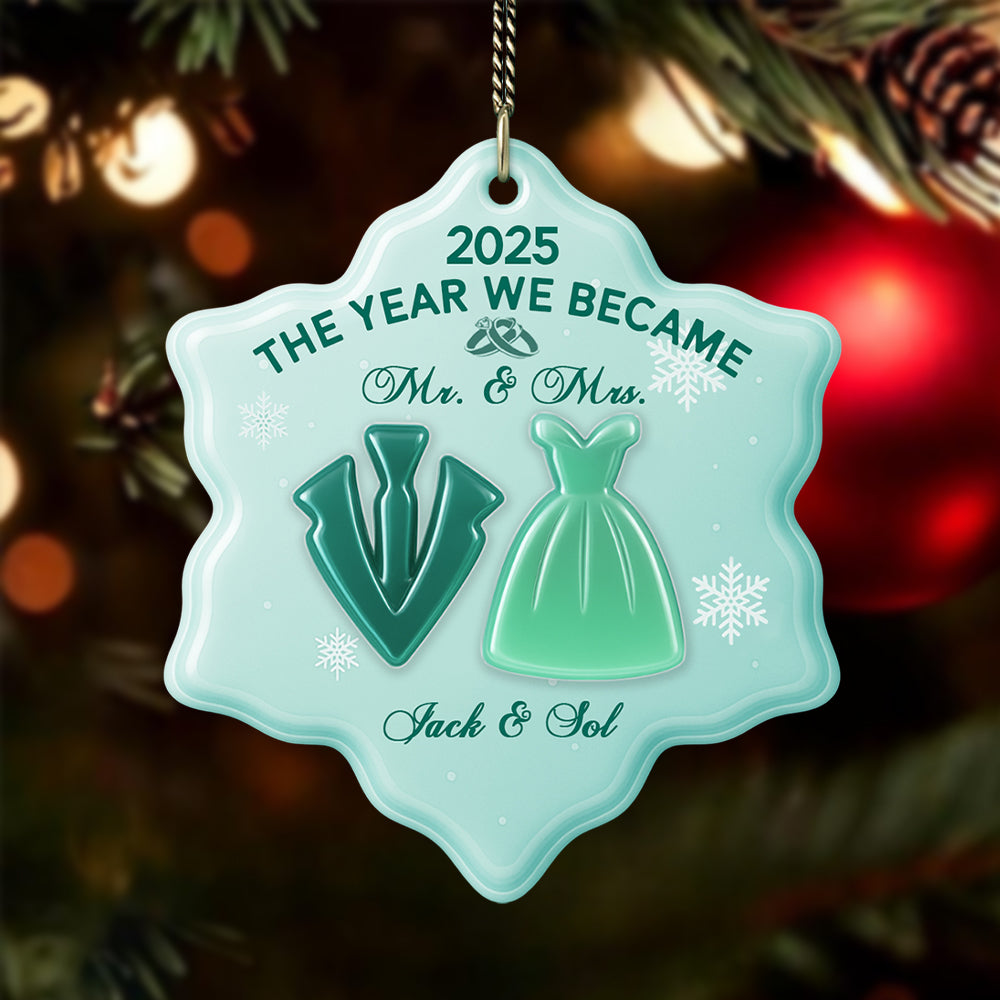 Personalized Wedding Ornament 2025 Christmas Ornament – The Year We Became Mr & Mrs First Christmas Married Ornament Tu24