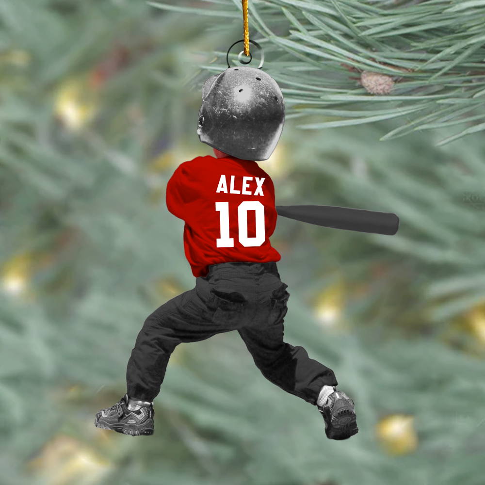 Personalized T-Ball Acrylic Christmas Ornament, Custom Tee-Ball Ornament For Kid Nh00