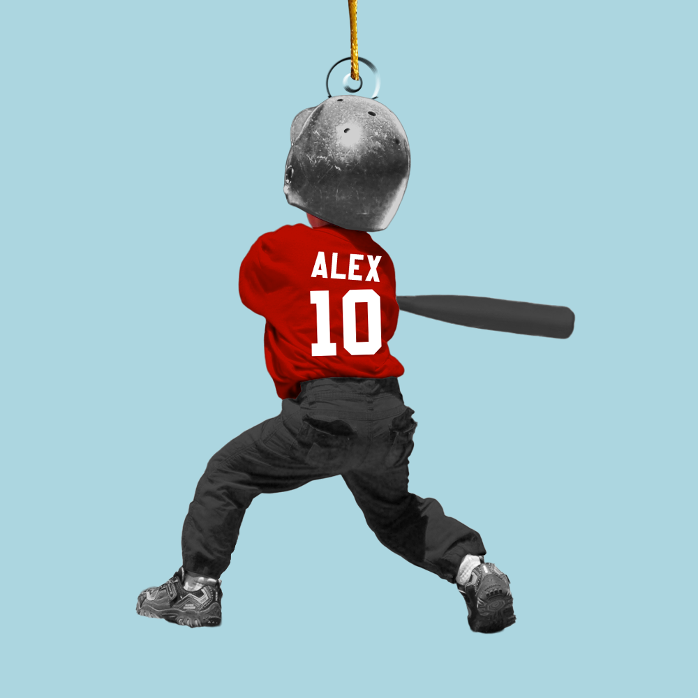 Personalized T-Ball Acrylic Christmas Ornament, Custom Tee-Ball Ornament For Kid Nh00