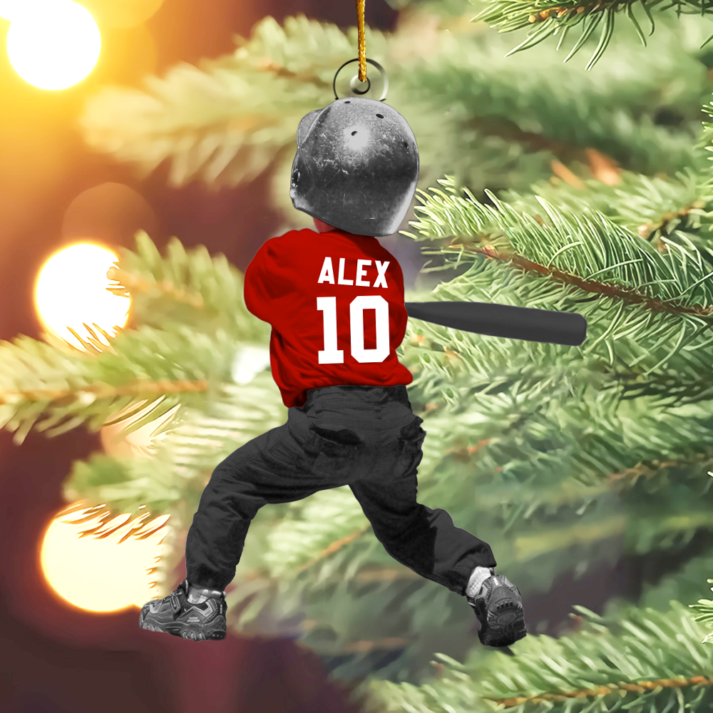 Personalized T-Ball Acrylic Christmas Ornament, Custom Tee-Ball Ornament For Kid Nh00