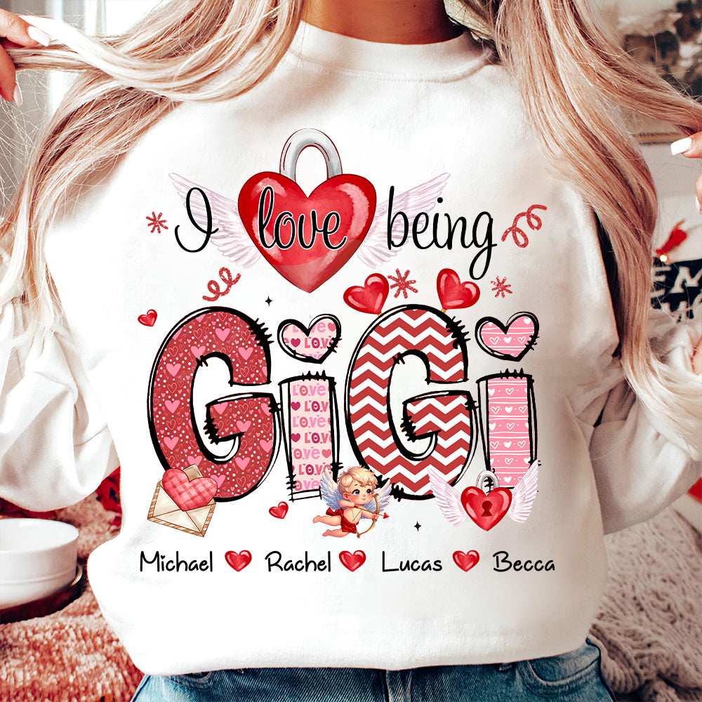 I Love Being Grandma - Personalized Grandma Shirt For Mimi Nana Mom - Custom Kid Names NA04 Tu20