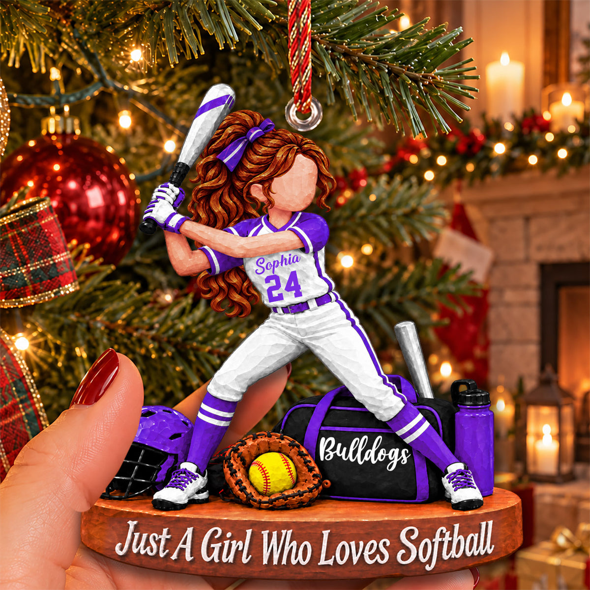 Just A Girl Who Loves Softball, Personalized Softball Ornament, Custom Player Name Gift, Gift For Softball Players Softball Lover Ver2 MI209 Nh00