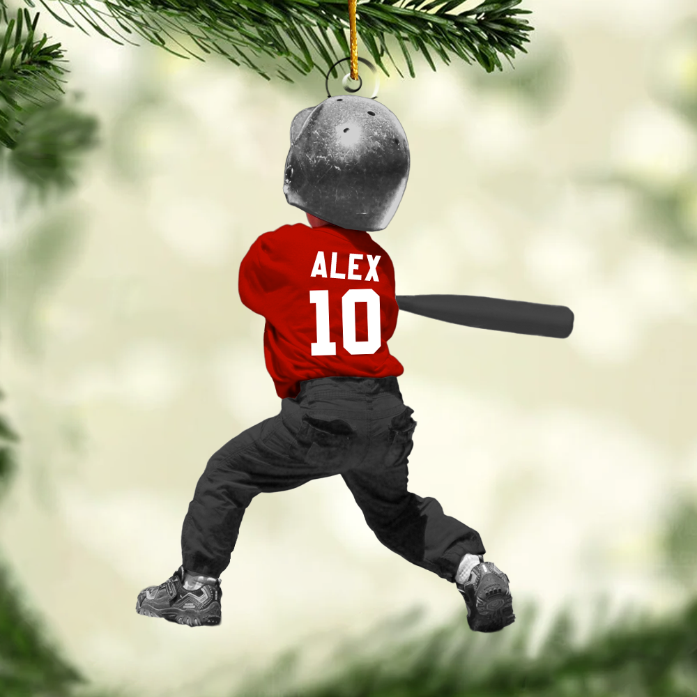 Personalized T-Ball Acrylic Christmas Ornament, Custom Tee-Ball Ornament For Kid Nh00