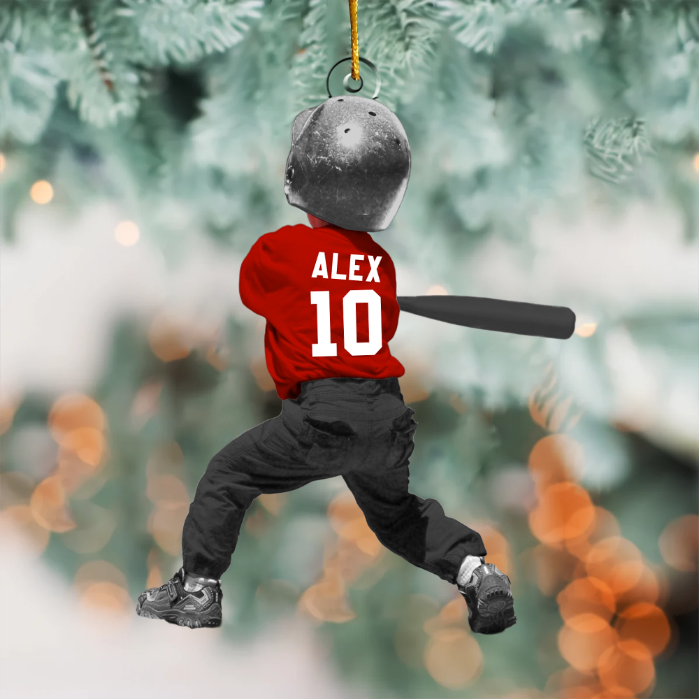 Personalized T-Ball Acrylic Christmas Ornament, Custom Tee-Ball Ornament For Kid Nh00
