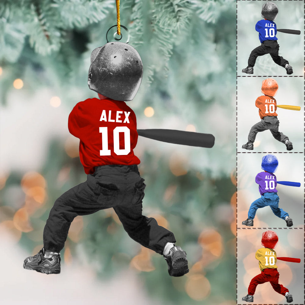 Personalized T-Ball Acrylic Christmas Ornament, Custom Tee-Ball Ornament For Kid Nh00