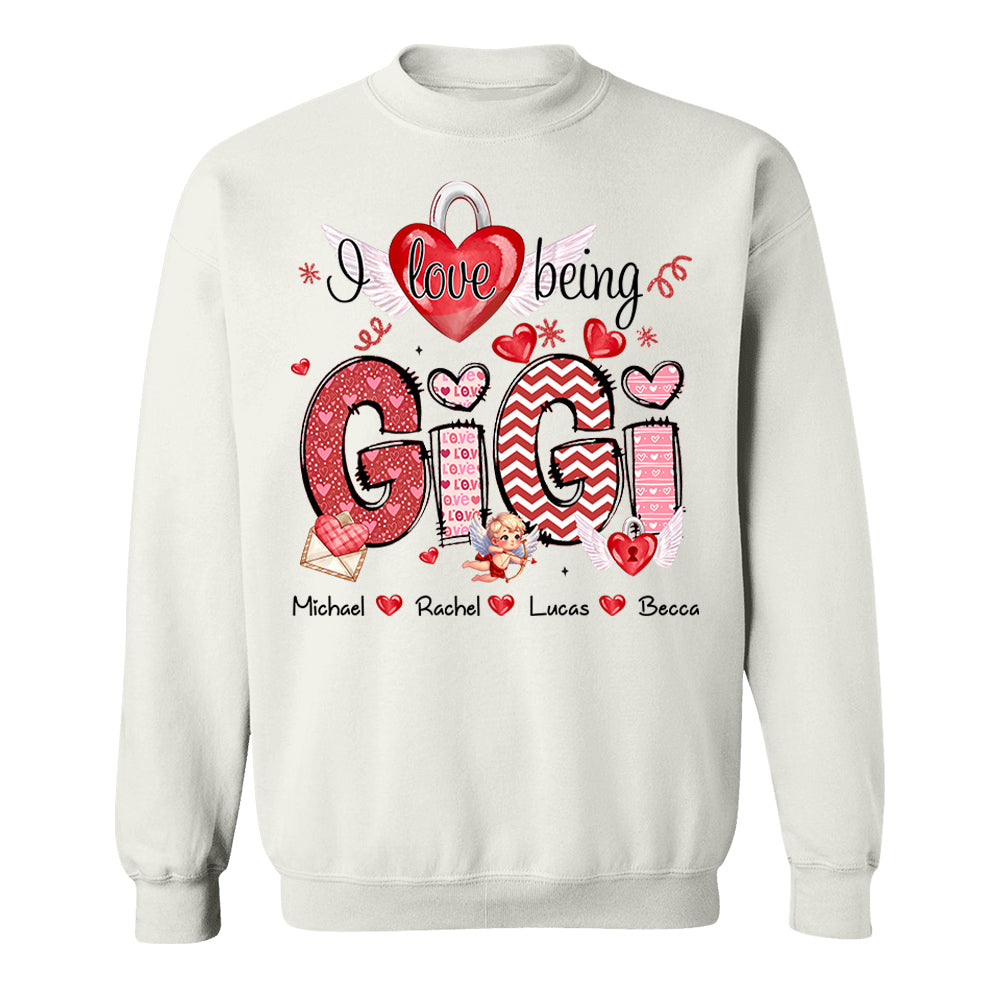 I Love Being Grandma - Personalized Grandma Shirt For Mimi Nana Mom - Custom Kid Names NA04 Tu20