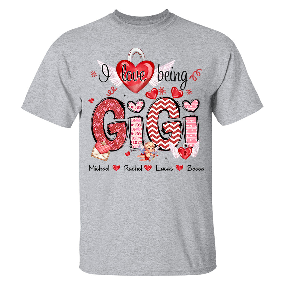 I Love Being Grandma - Personalized Grandma Shirt For Mimi Nana Mom - Custom Kid Names NA04 Tu20