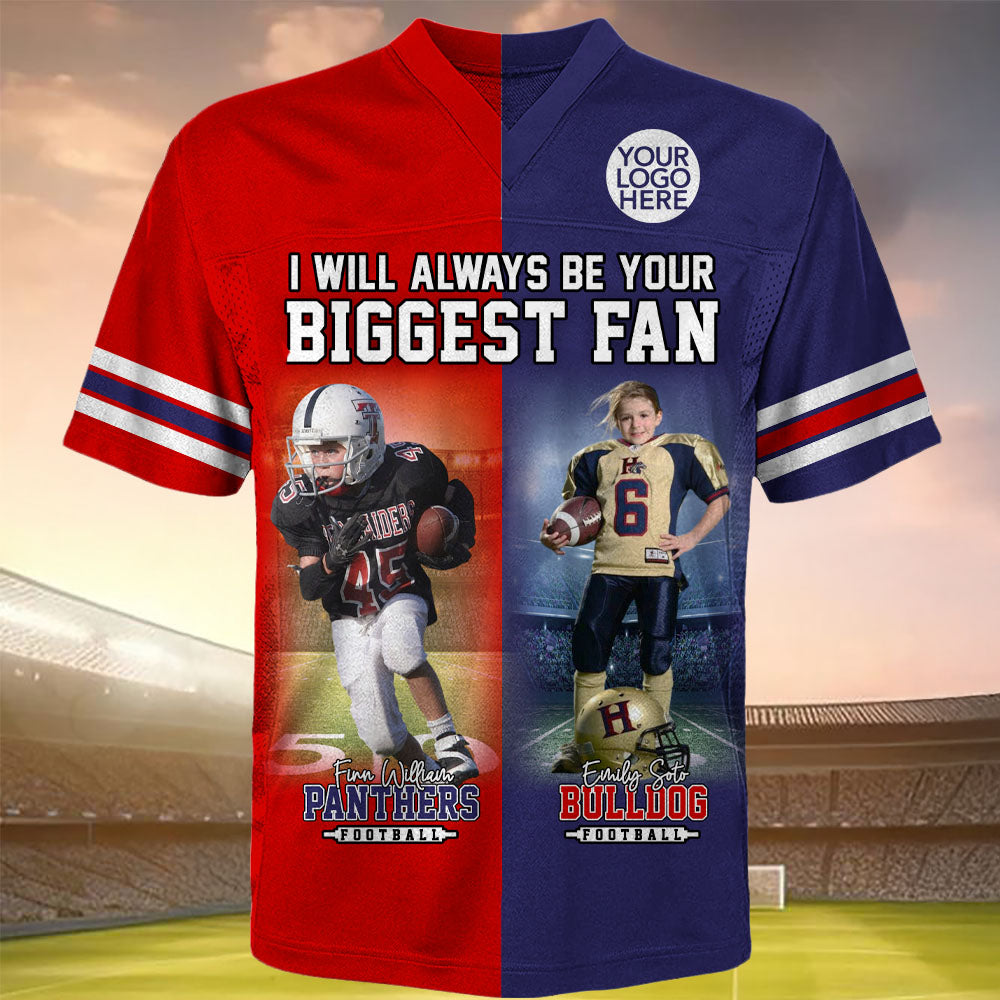 Custom Any Two Football Team, Personalized Team Name And Number Football Jersey, V-neck Short Sleeve Jersey Shirt, Football Jerseys Pt99