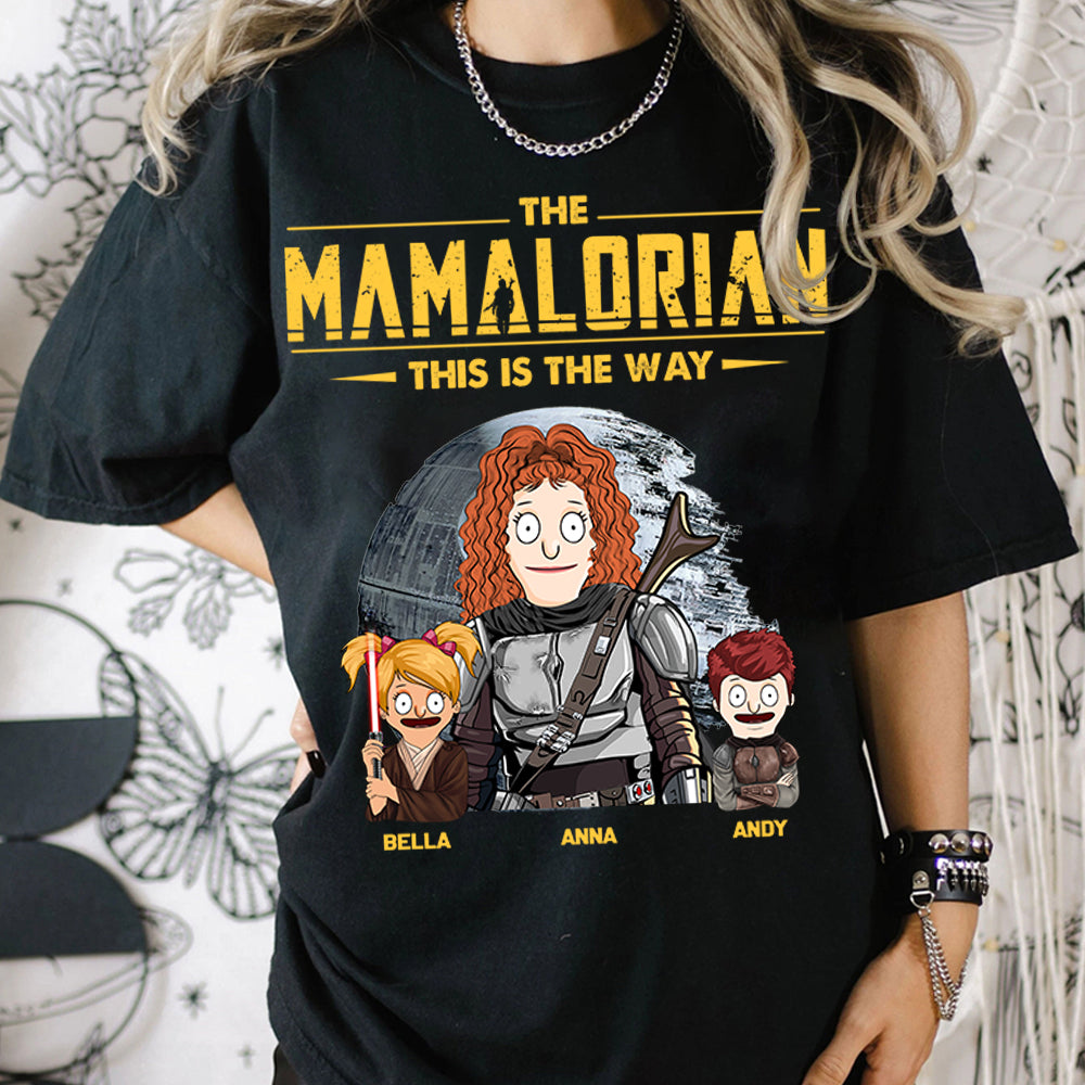 The Mamalorian - Personalized Shirt Gift For Dad Mom Custom Nickname With Kids Dark vr3