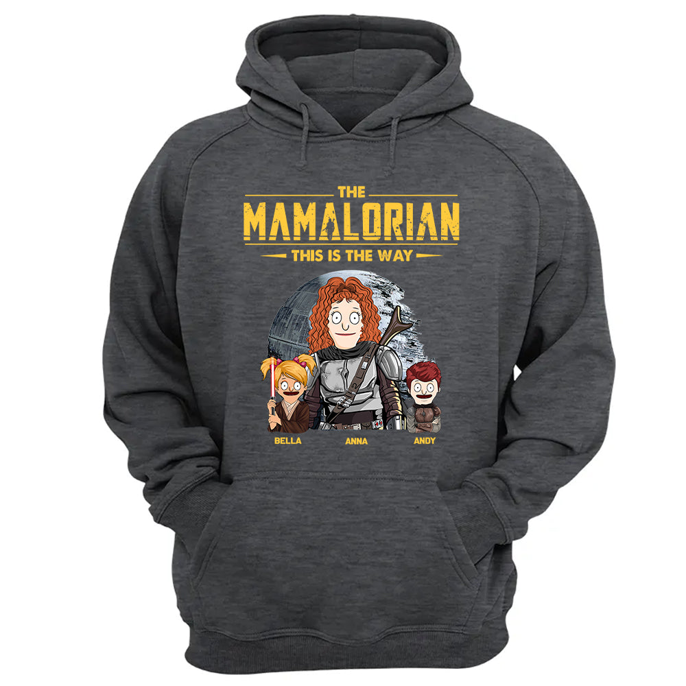 The Mamalorian - Personalized Shirt Gift For Dad Mom Custom Nickname With Kids Dark vr3