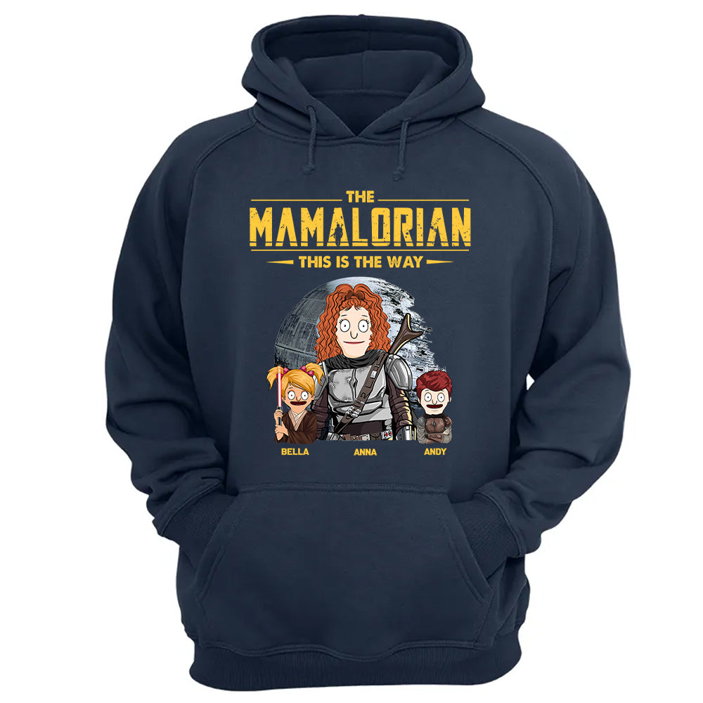 The Mamalorian - Personalized Shirt Gift For Dad Mom Custom Nickname With Kids Dark vr3