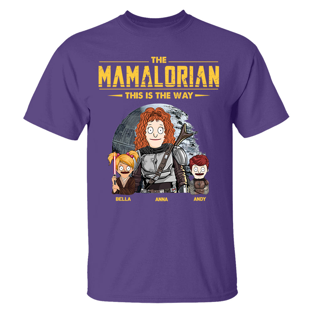The Mamalorian - Personalized Shirt Gift For Dad Mom Custom Nickname With Kids Dark vr3