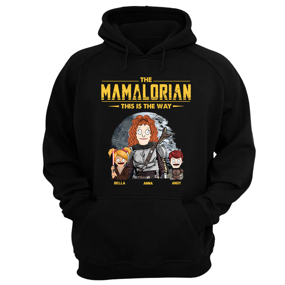 The Mamalorian - Personalized Shirt Gift For Dad Mom Custom Nickname With Kids Dark vr3