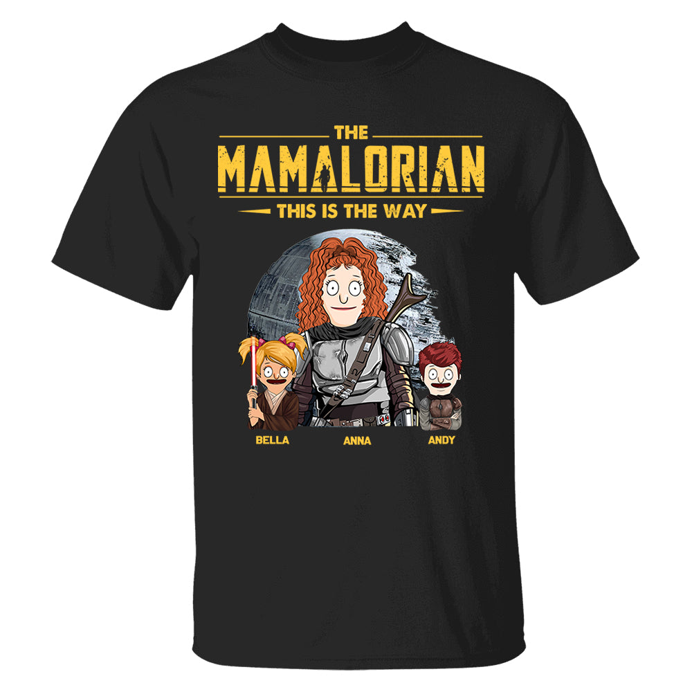 The Mamalorian - Personalized Shirt Gift For Dad Mom Custom Nickname With Kids Dark vr3
