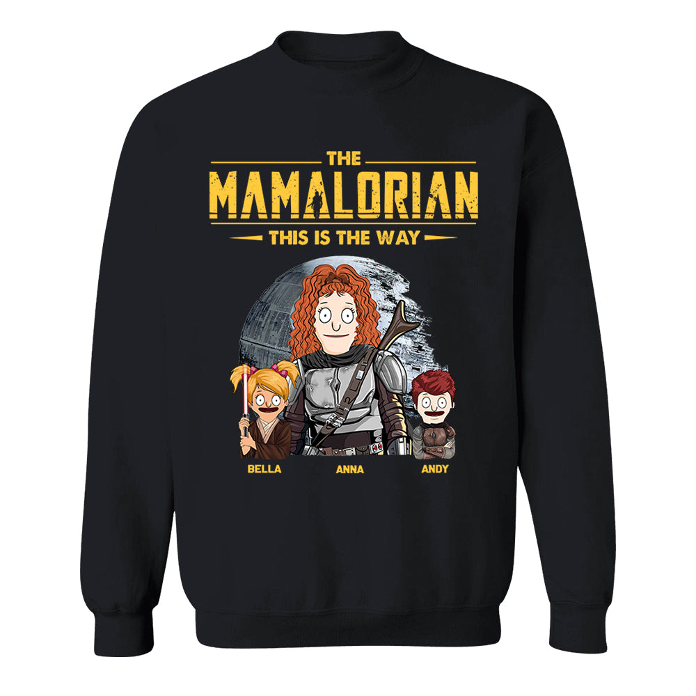 The Mamalorian - Personalized Shirt Gift For Dad Mom Custom Nickname With Kids Dark vr3