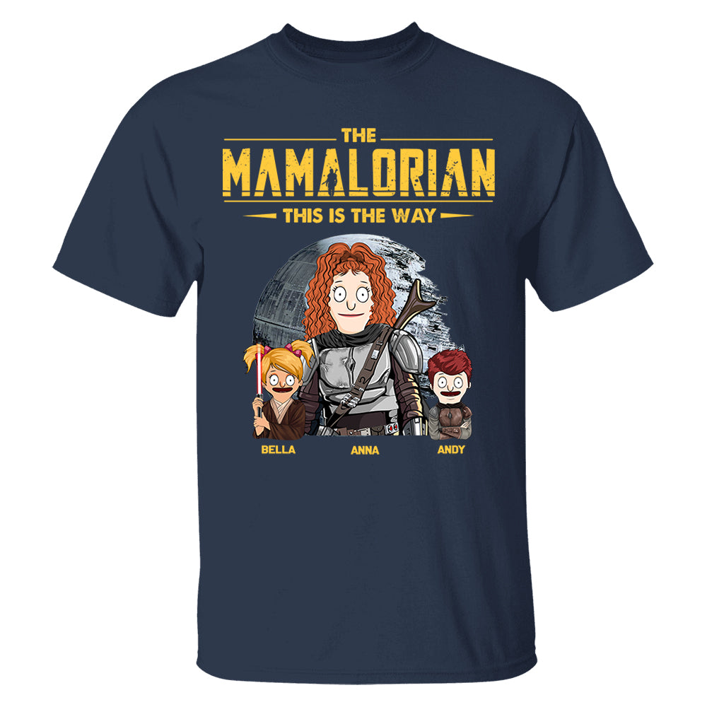 The Mamalorian - Personalized Shirt Gift For Dad Mom Custom Nickname With Kids Dark vr3