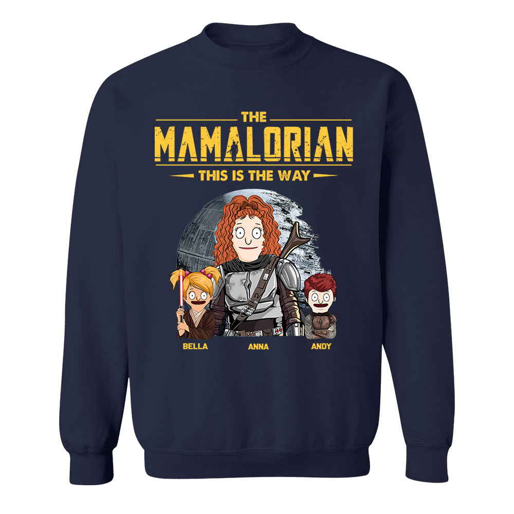 The Mamalorian - Personalized Shirt Gift For Dad Mom Custom Nickname With Kids Dark vr3