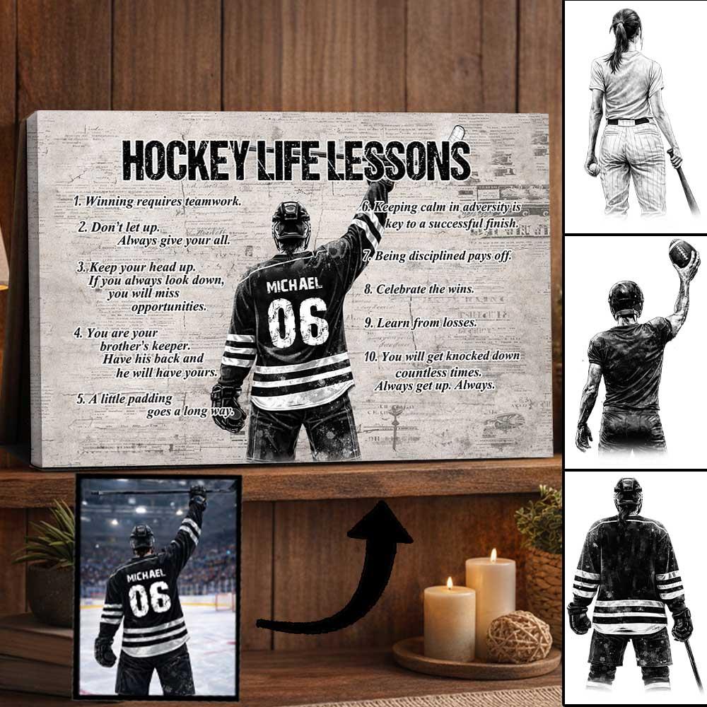 Personalized Hockey Life Lessons Poster - Gift For Hockey Lovers NA04