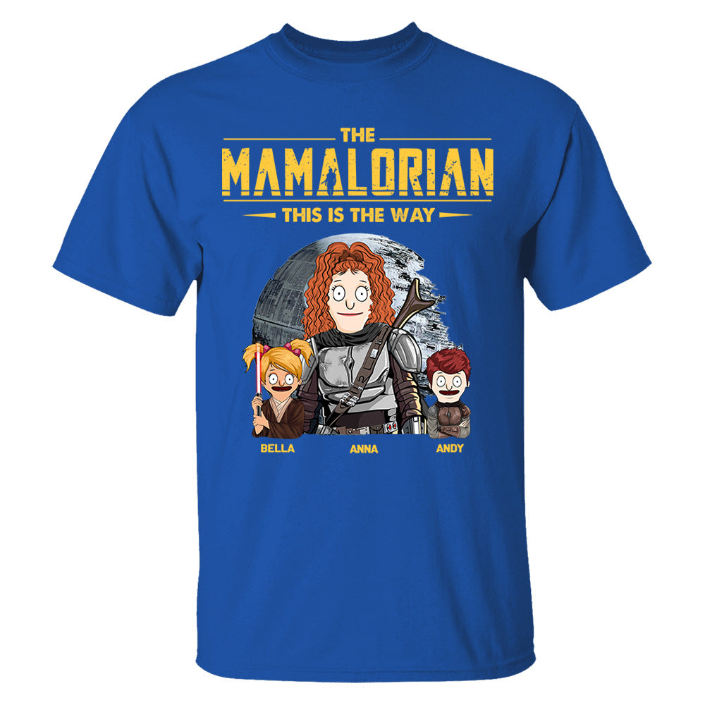 The Mamalorian - Personalized Shirt Gift For Dad Mom Custom Nickname With Kids Dark vr3