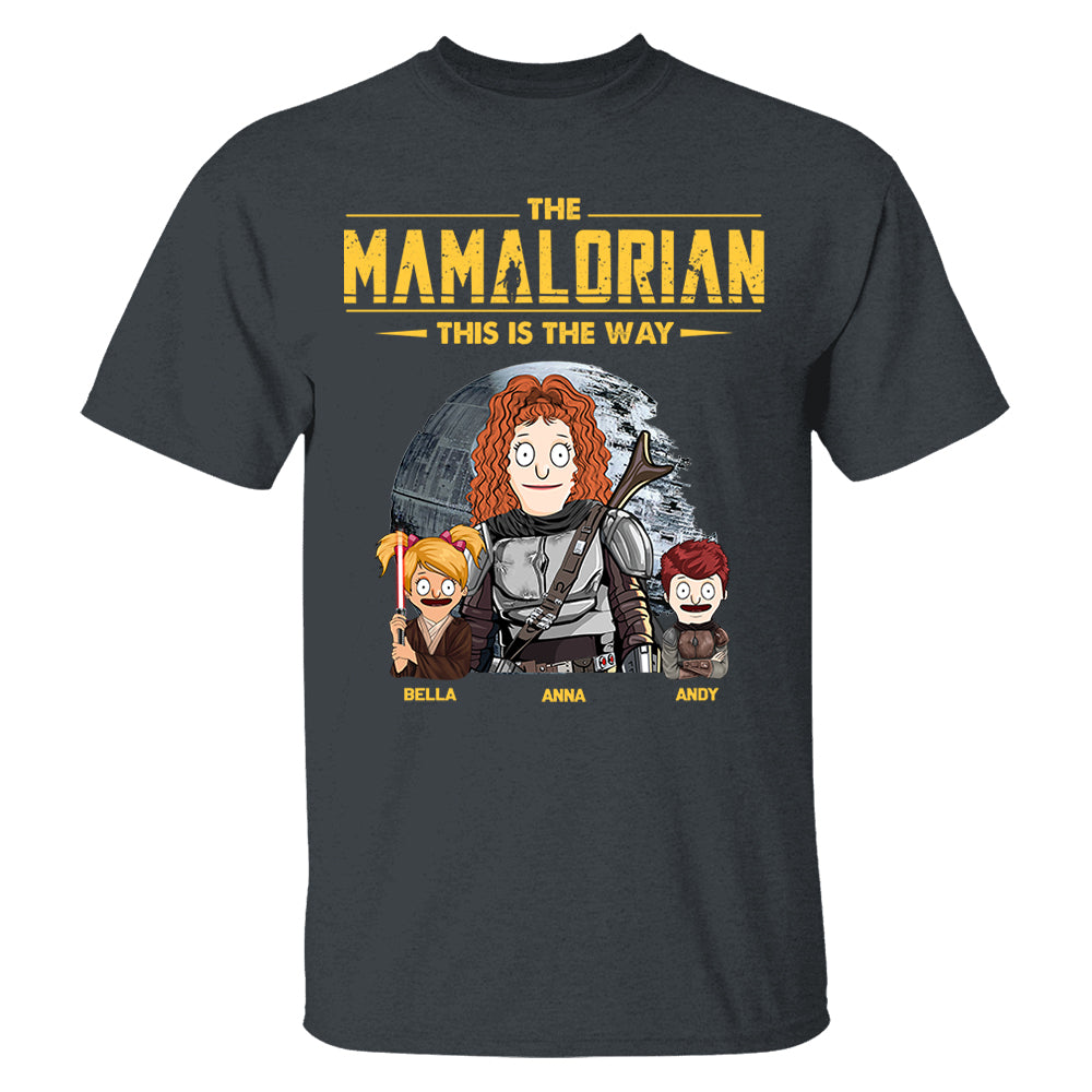 The Mamalorian - Personalized Shirt Gift For Dad Mom Custom Nickname With Kids Dark vr3
