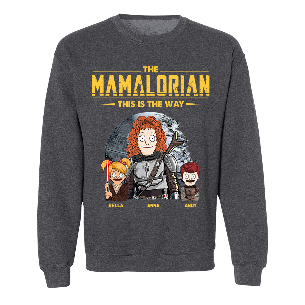 The Mamalorian - Personalized Shirt Gift For Dad Mom Custom Nickname With Kids Dark vr3