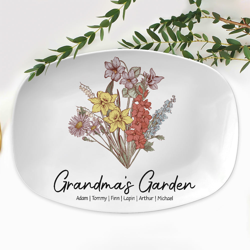 Personalized Grandma Garden Vintage Platter Gift For Grandma - Mother's Day Gift - Birthday Follower Platter