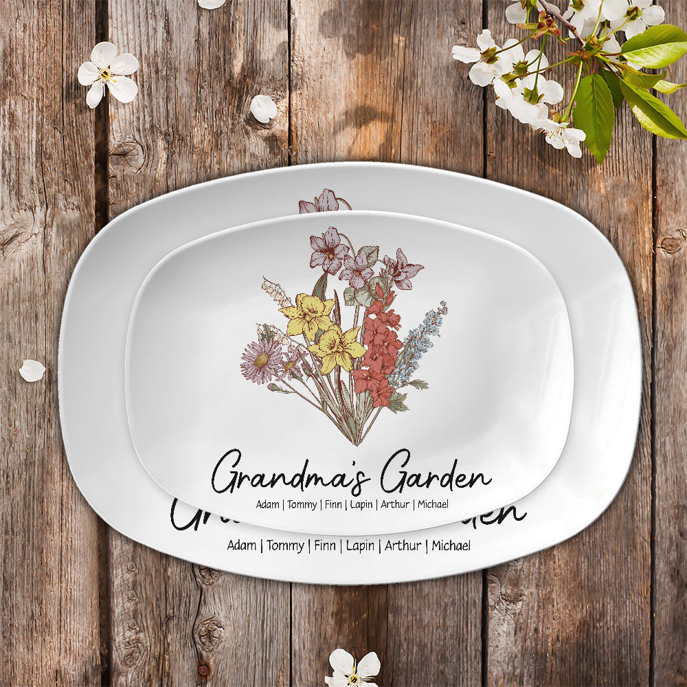 Personalized Grandma Garden Vintage Platter Gift For Grandma - Mother's Day Gift - Birthday Follower Platter