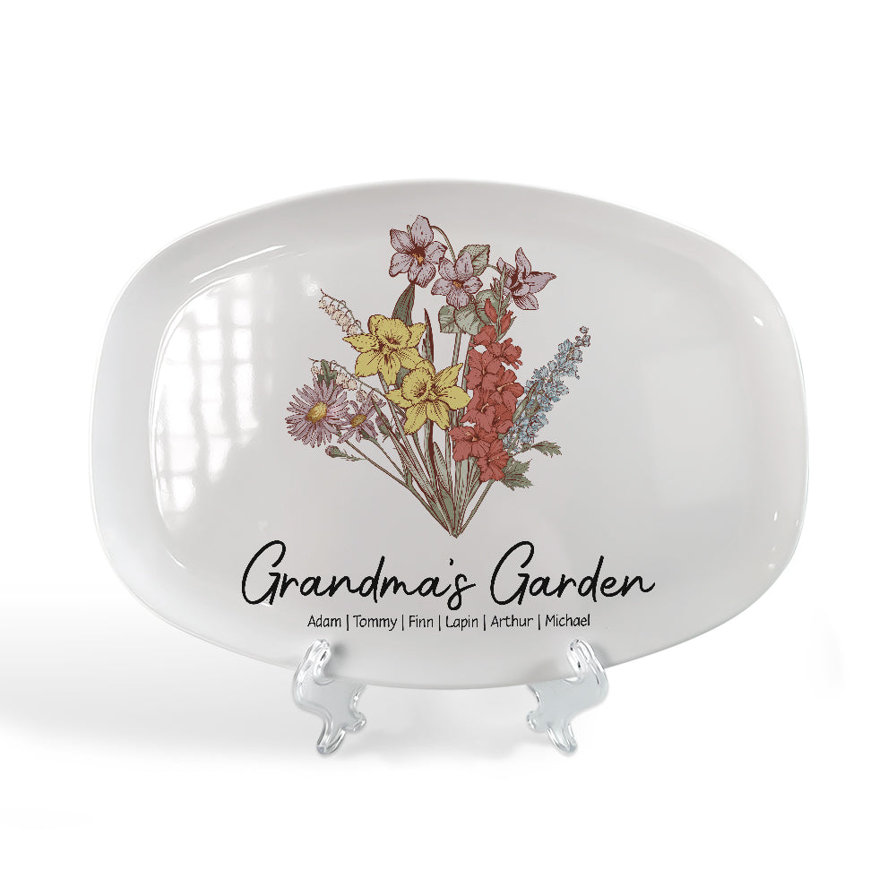 Personalized Grandma Garden Vintage Platter Gift For Grandma - Mother's Day Gift - Birthday Follower Platter