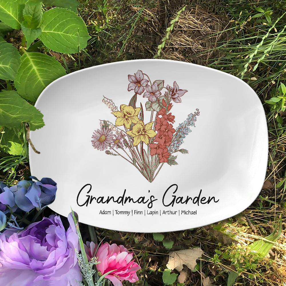 Personalized Grandma Garden Vintage Platter Gift For Grandma - Mother's Day Gift - Birthday Follower Platter