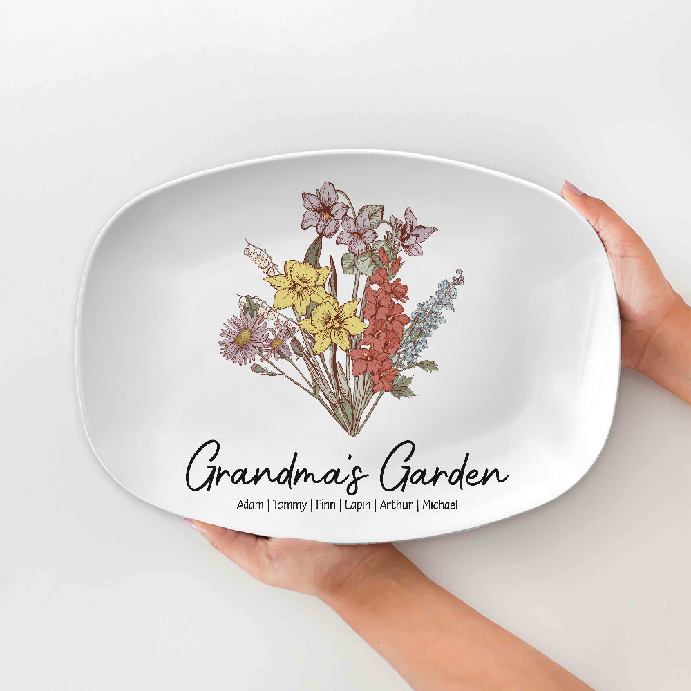 Personalized Grandma Garden Vintage Platter Gift For Grandma - Mother's Day Gift - Birthday Follower Platter
